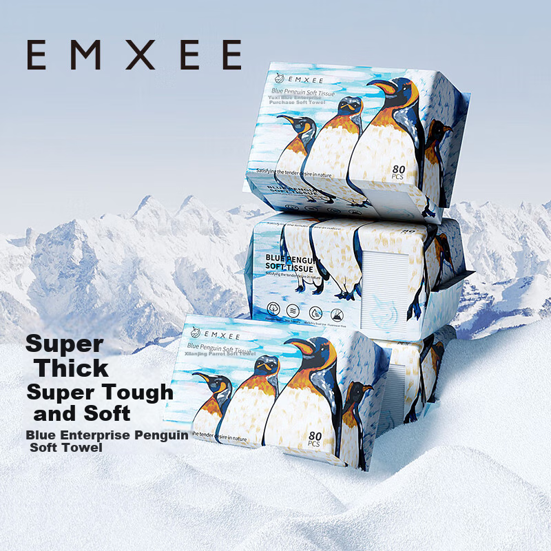 EMXEE Blue Penguin Soft Wipes for Baby