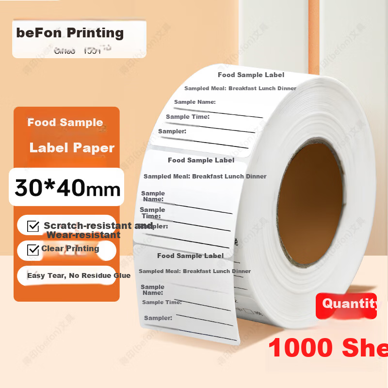 Befon Food Sample Labels - 4x3cm Stickers