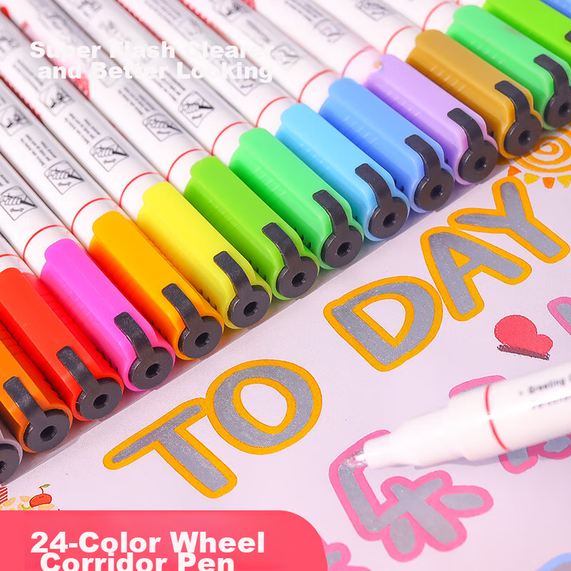 Touch Fish Dual-Color Outline Pen - 24 Bright Colors