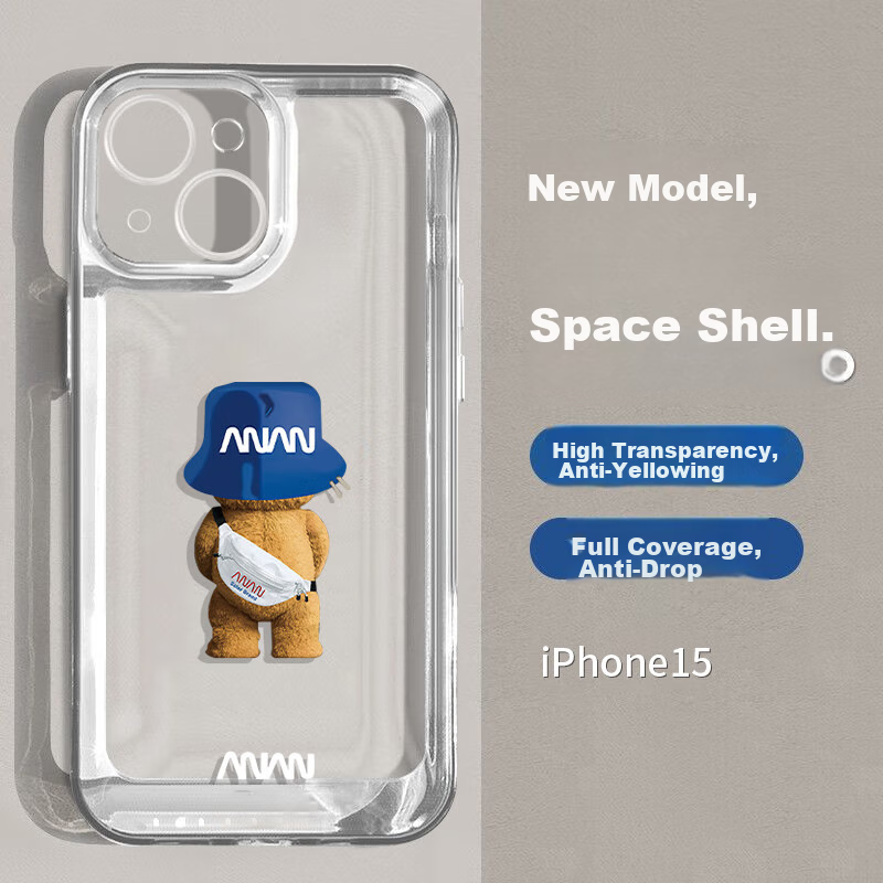 SHIYONG iPhone 15 Transparent Teddy Bear Case