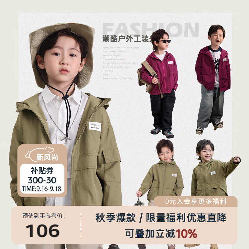 LUSON Boys' Hooded Workwear Jacket