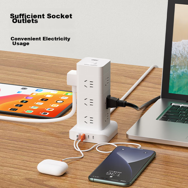 Deli Vertical Power Strip with 12 Outlets & Overload Protection