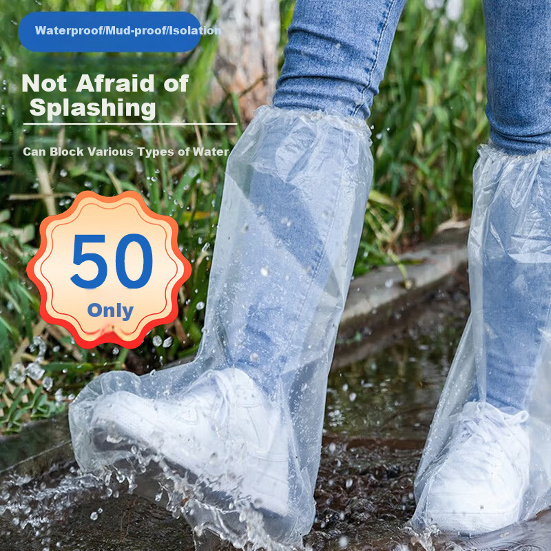 BWNK Thick Waterproof Rain Shoe Covers [50-Pack]