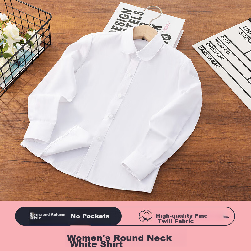 Yinuofang Girls' White Long-Sleeve Shirt