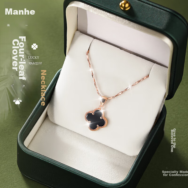 MANHE Sterling Silver Four-Leaf Clover Necklace