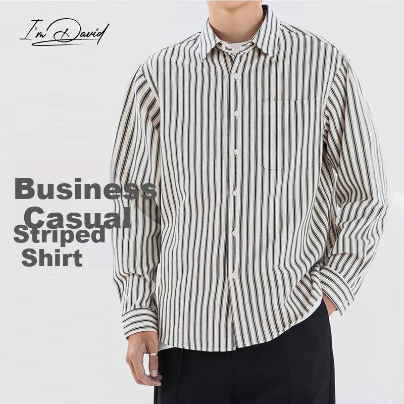 I'M DAVID Retro Striped Long-Sleeve Shirt