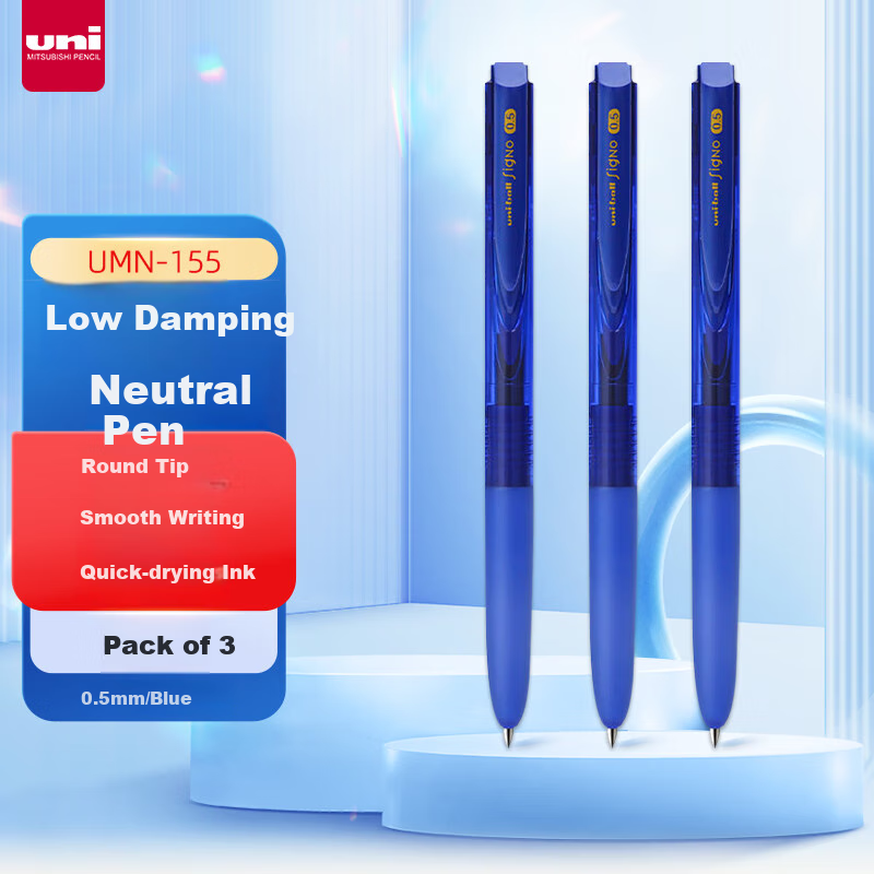 Uni Mitsubishi UMN-155 Low-Damping Retractable Blue Gel Pen