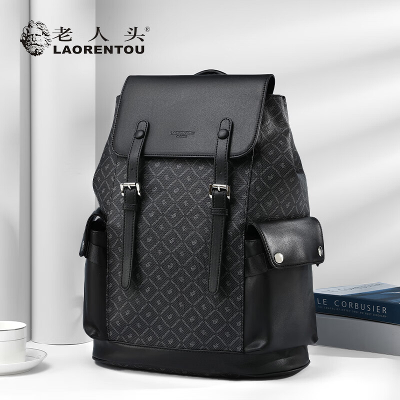 LAORENTOU Men's Backpack - Trendy 14" Bookbag