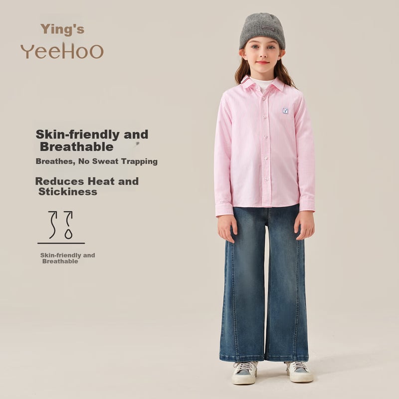 YEEHOO Kids' Cotton Casual Long-Sleeve Shirt
