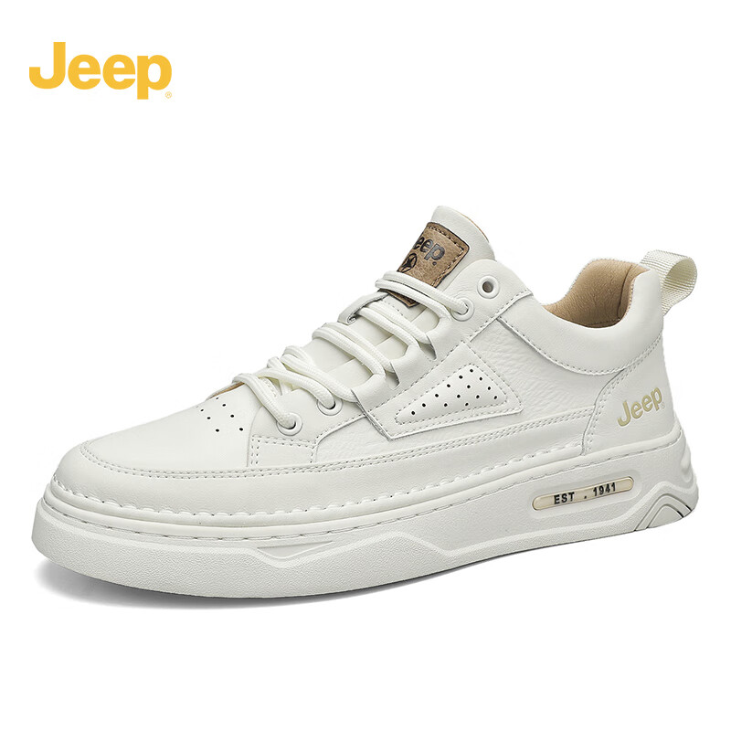 Jeep Men's Leather Sneakers - Classic Casual Style