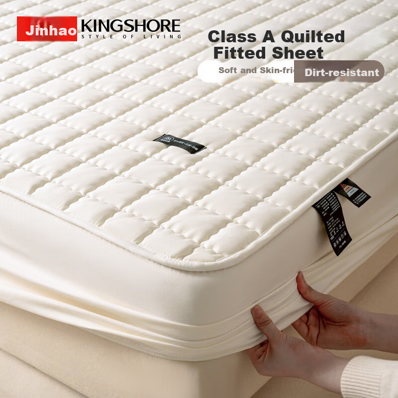 KING SHORE Quilted Fitted Sheet - Anti-Slip Mattress Protector
