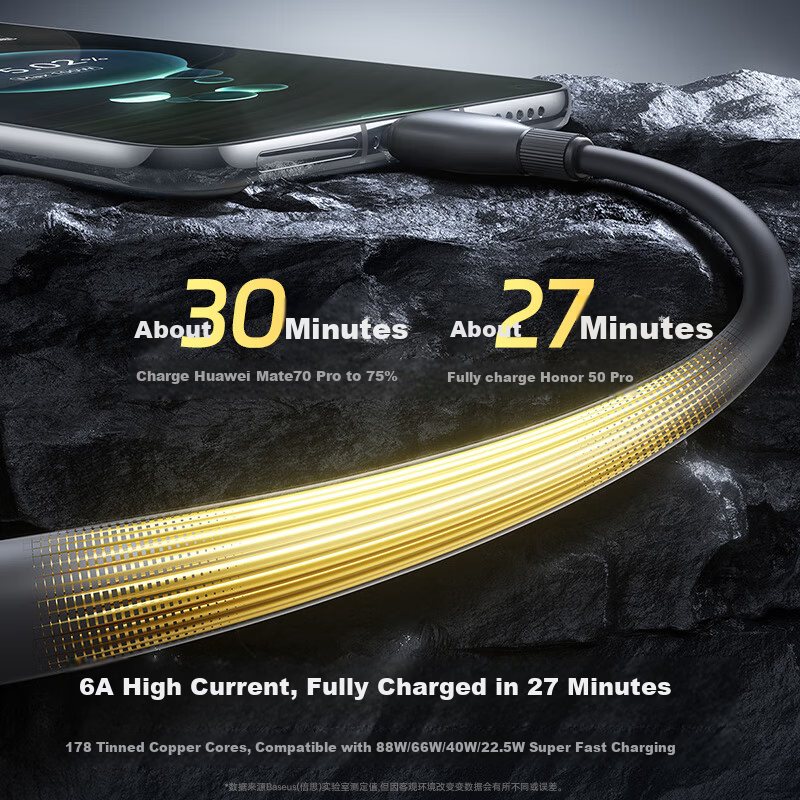 BASEUS Type-C Data Cable - 100W Super Fast Charging, 1M, Starry Sea Blue