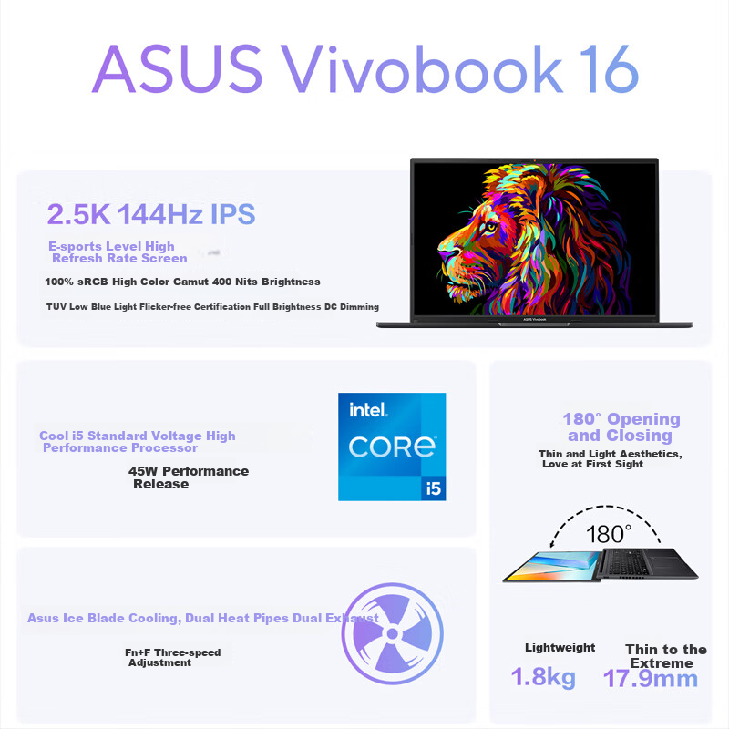 ASUS Vivobook16 Core I5 2.5K 144Hz