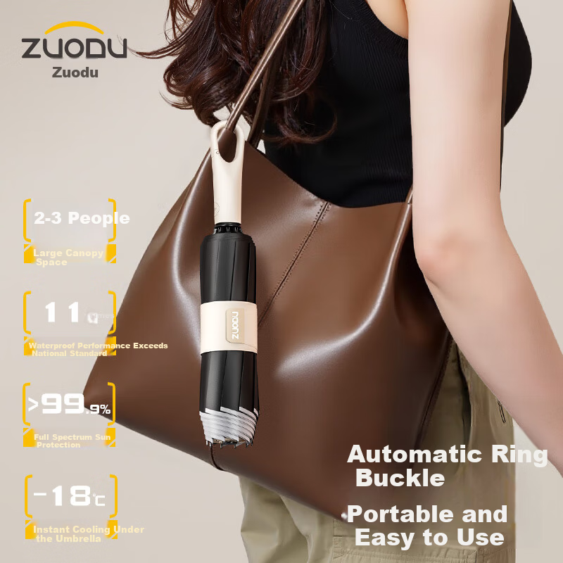 ZUODU Automatic Thickened Reverse Umbrella with Sun Protection