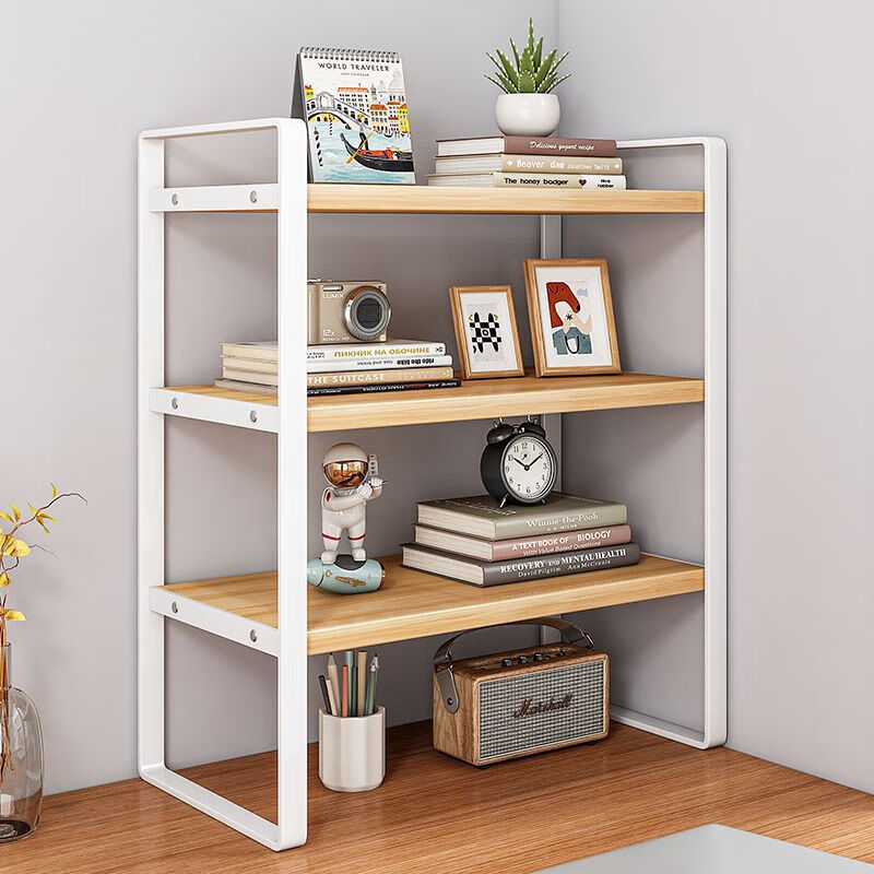 Anerya Desktop Bookshelf - Three-Tier Maple Wood