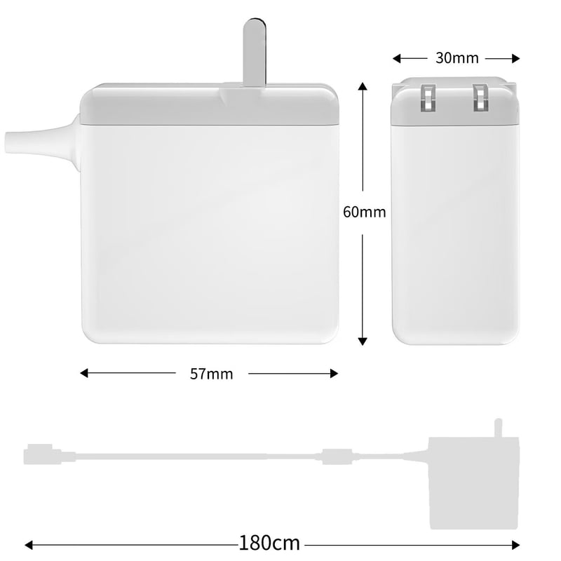 Delippo 60W Laptop Charger for Apple, 16.5V 3.65A, A1181/A1184