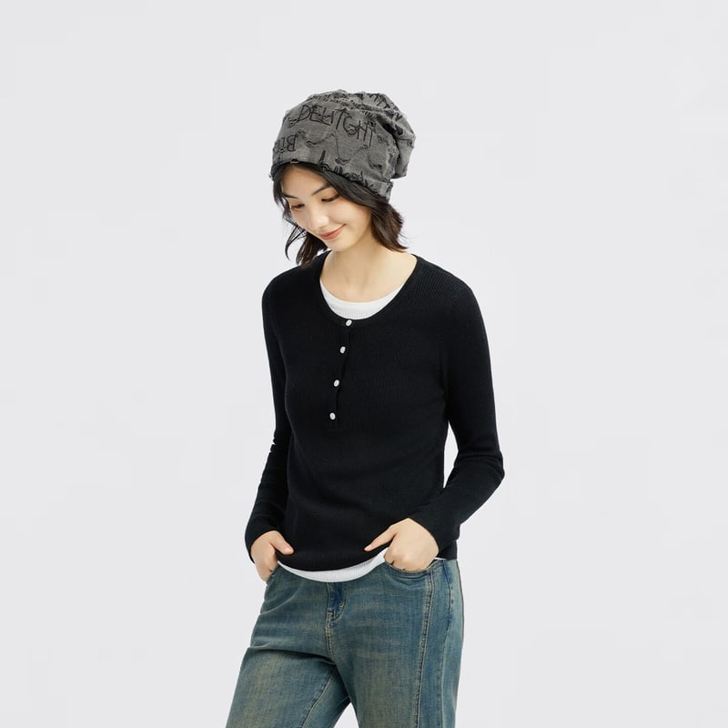 Meters Bonwe Women's Color-Block Knit Sweater