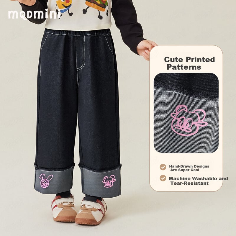 MQDMINI Kids Girls Denim Jeans - Rabbit Cuff