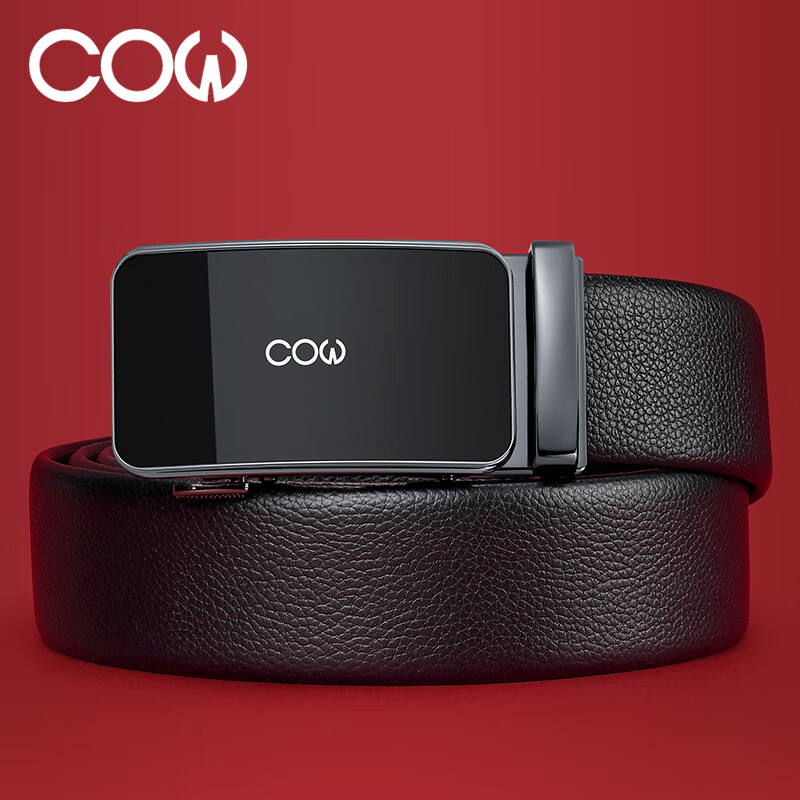 COW Men's Top-Grain Leather Belt with Automatic Buckle