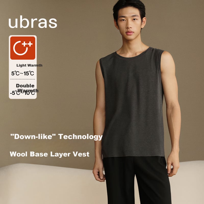 Ubras Men's Thermal Vest Down Wool Base Fleece Lined