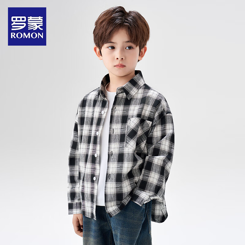 Romon Boys' Plaid Shirt