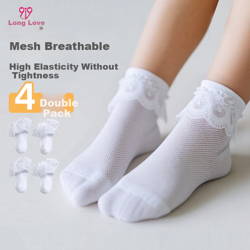 9I9 Princess Socks for Girls - Spring & Autumn, 4 Pairs