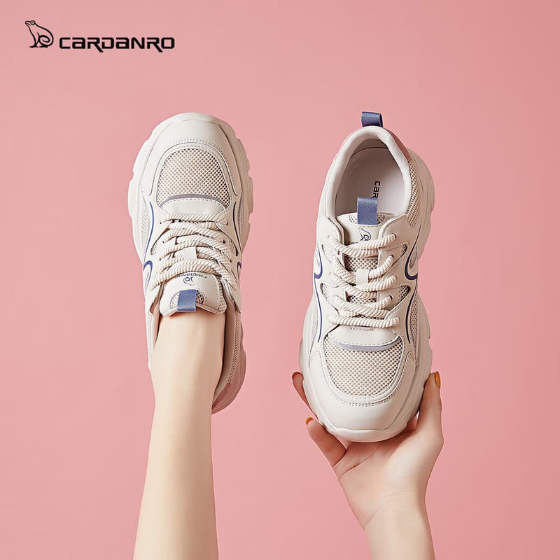 CARDANRO Women's Breathable Dad Shoes, Soft Summer Platform