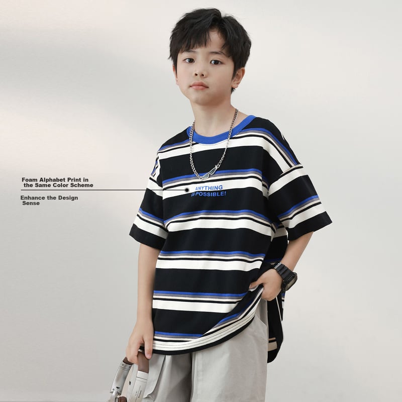 LUSON Chen Da Zhu Boys' Striped T-Shirt