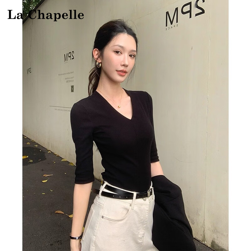 La Chapelle V-Neck Slim-Fit T-Shirt for Women