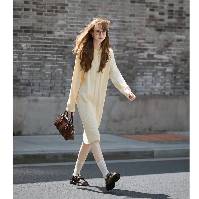 TonLion 2025 Autumn Winter Women's Casual Polo Dress
