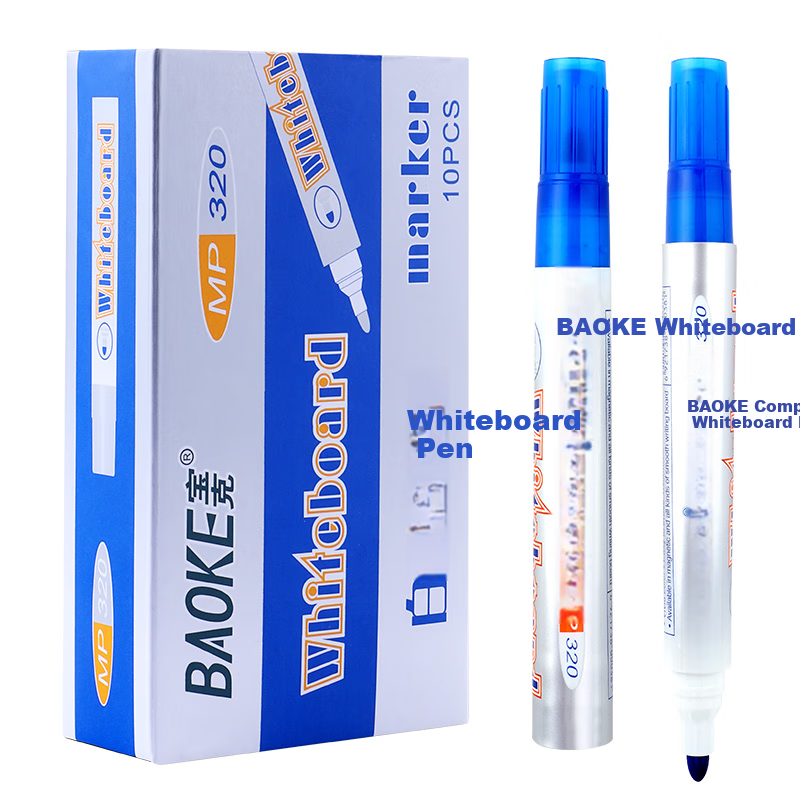 BAOKE Blue Whiteboard Markers - 10-Pack for Office & Teaching