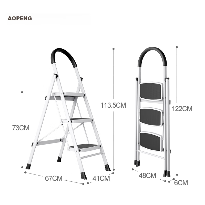 AOPENG Household Ladder - Wide Steps & Sturdy A-Frame Design