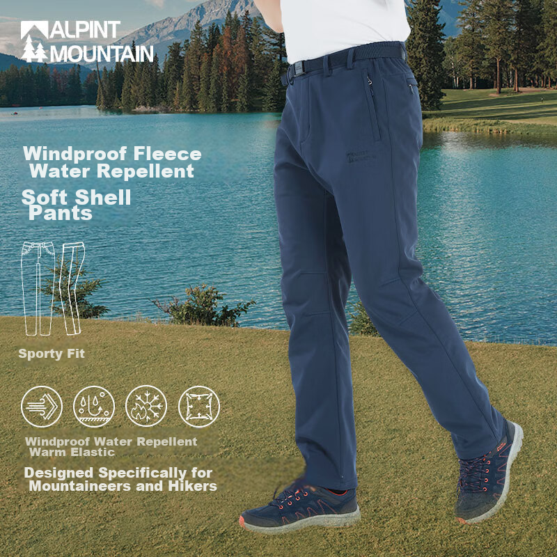 ALPINT MOUNTAIN Fleece-Lined Soft Shell Pants for Men & Women