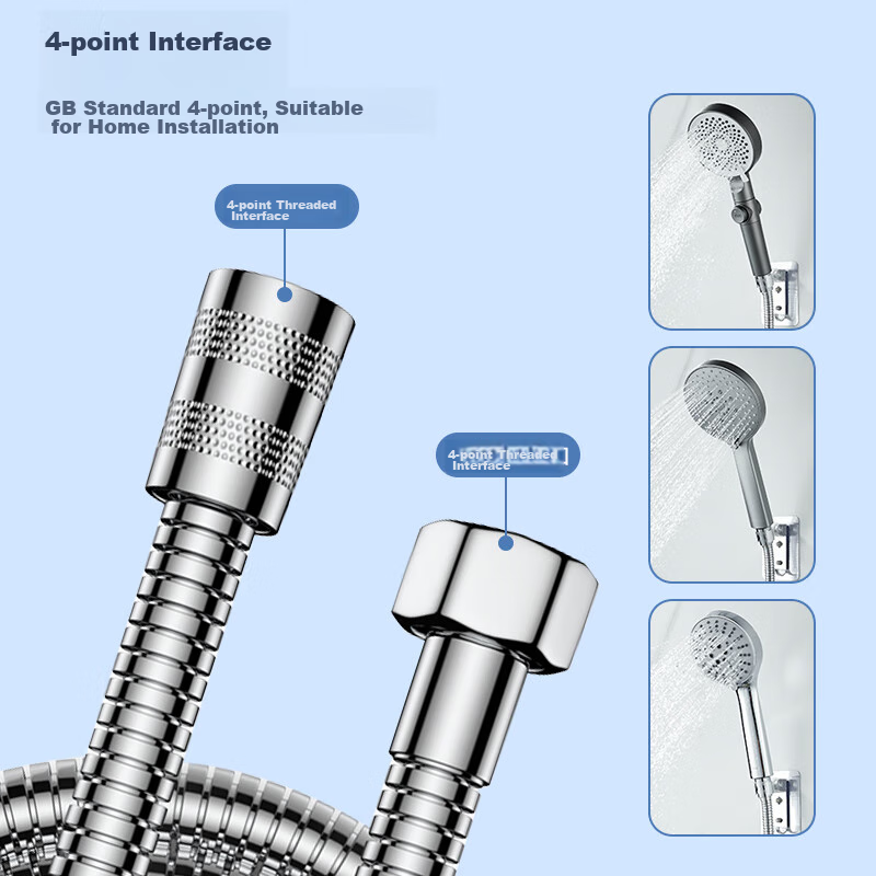 KEGOO 1.5m Stainless Steel Shower Hose - Anti-Burst & Anti-Tangle