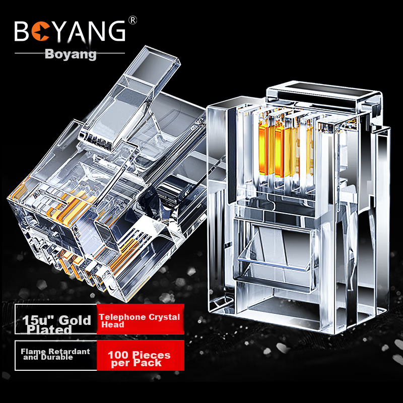 BOYANG 6P2C Triangular Telephone Crystal Head