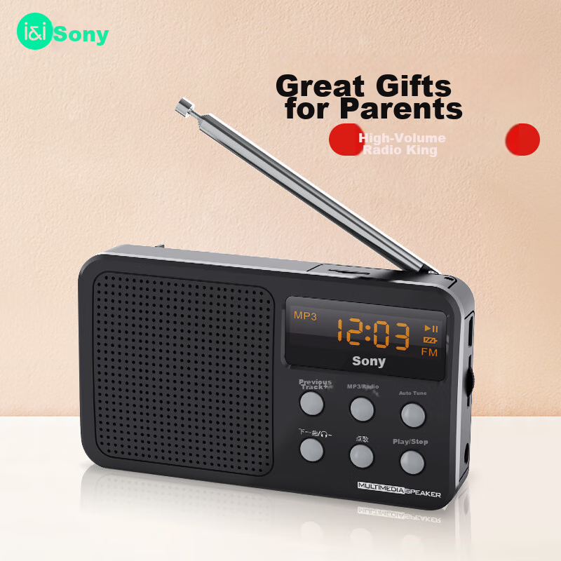 Soaiy S91 Radio - Portable Elderly FM Player with Mini Speaker