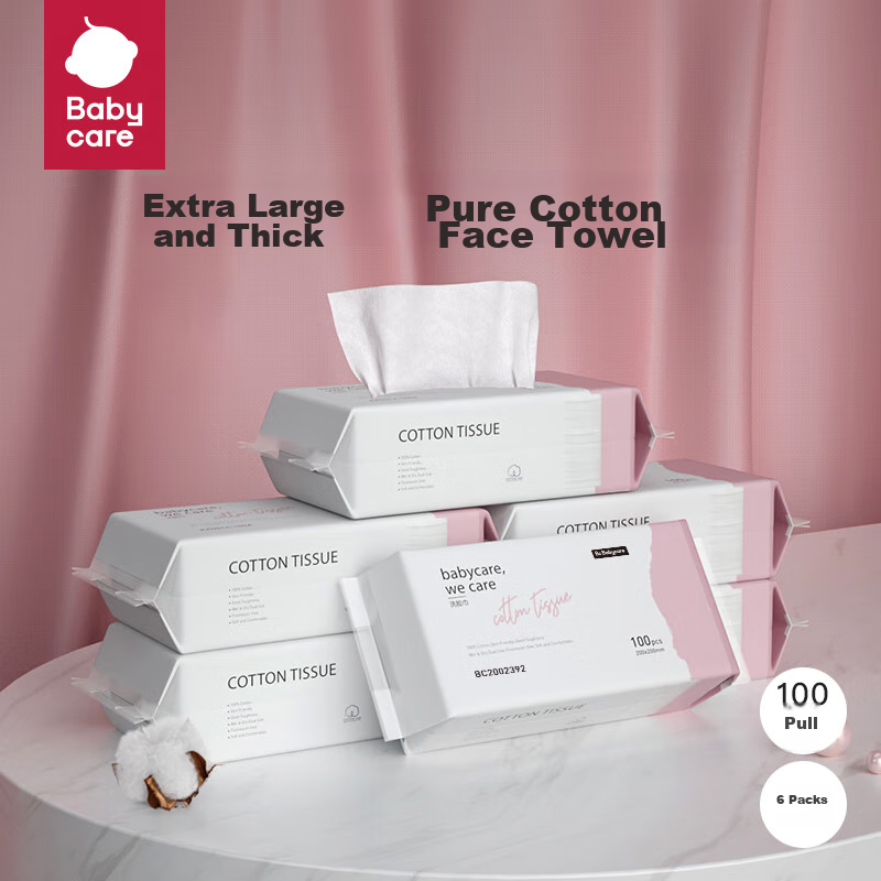 Babycare 100% Cotton Baby Soft Wipes - Thick & Soft Face Towels