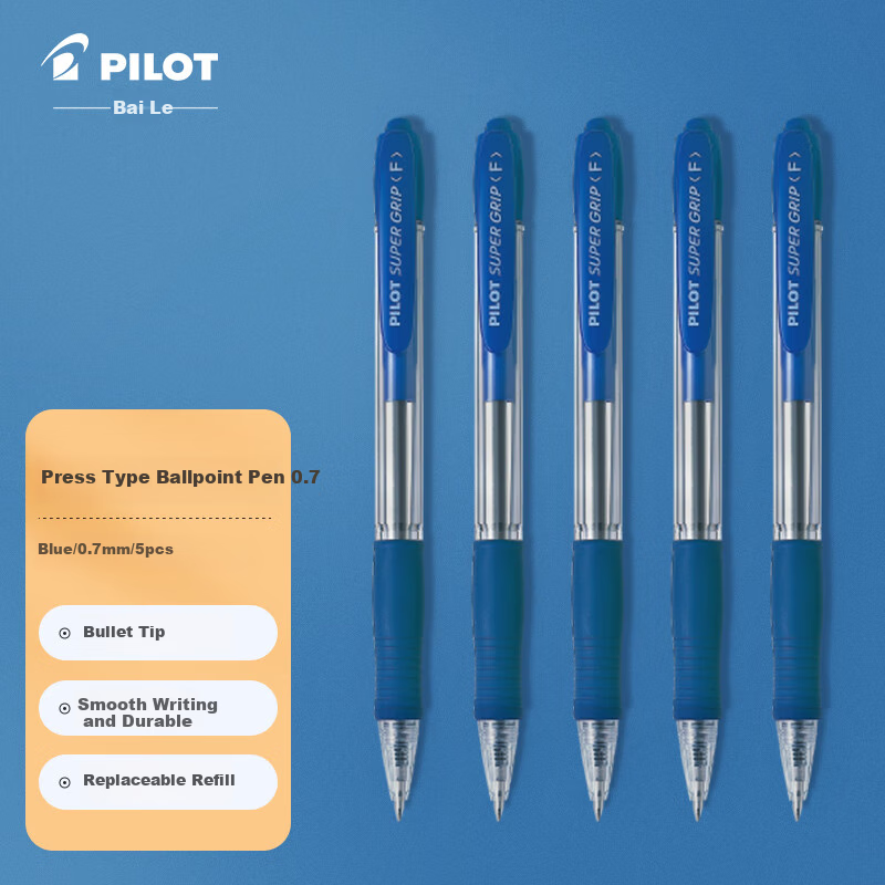 PILOT Retractable Ballpoint Pen - Blue, 5 Pieces