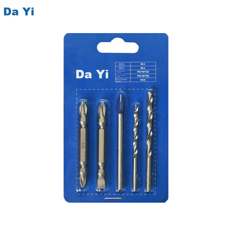 Dayi Electric Drill Bit Set - 5-Piece with Flathead, Phillips, Torx, Twist Drill, and Alloy Stand