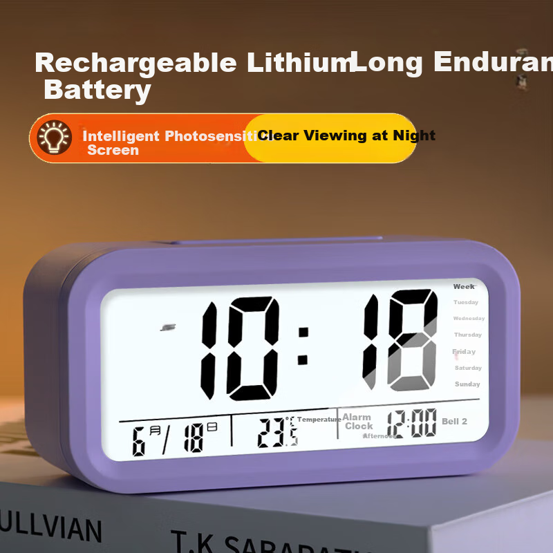 Compas Alarm Clock 2139 Purple Rechargeable