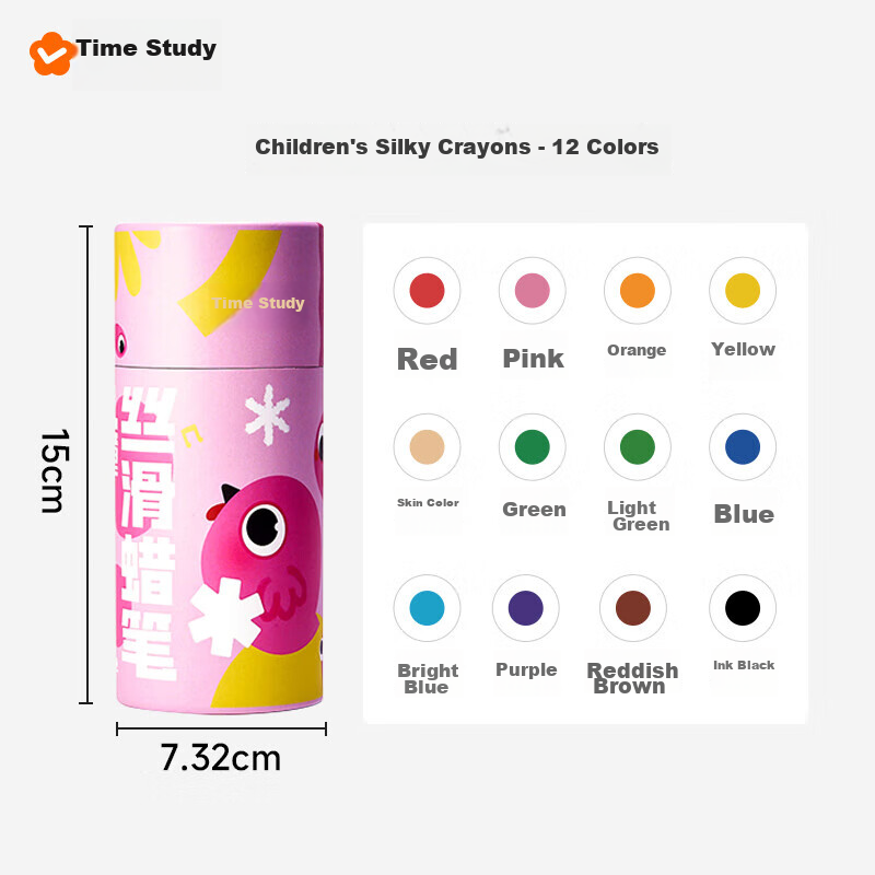 Shiguangxue 12-Color Smooth Crayons for Kids