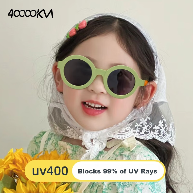 40000KM Kids Foldable Round Sunglasses with UV Protection