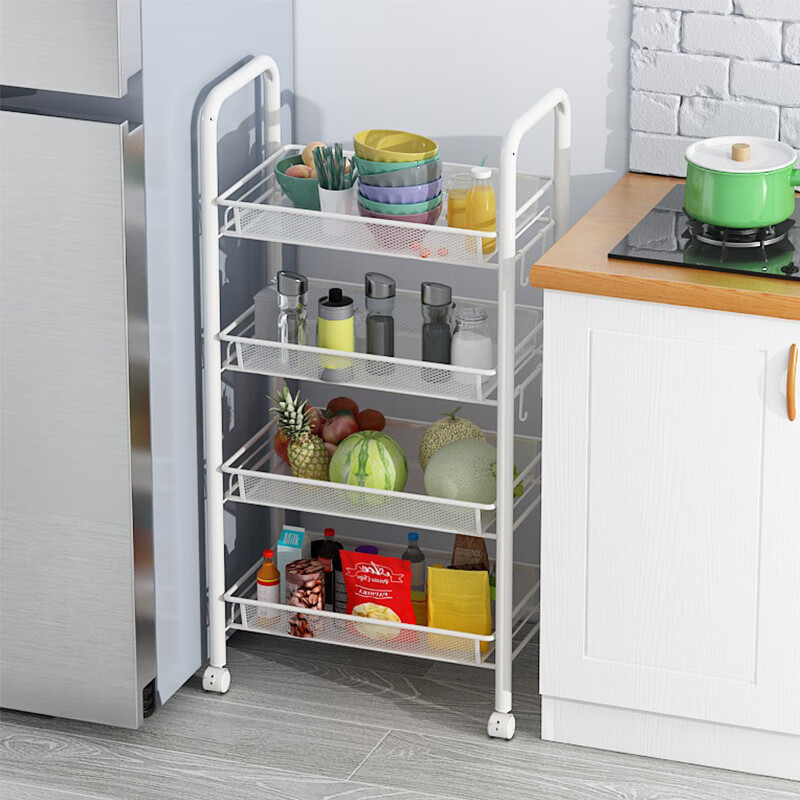 ANERYA 5-Tier White Storage Rack with Wheels