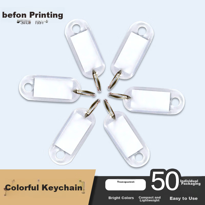 Befon Key Tag Keychain - Transparent 50 Pieces