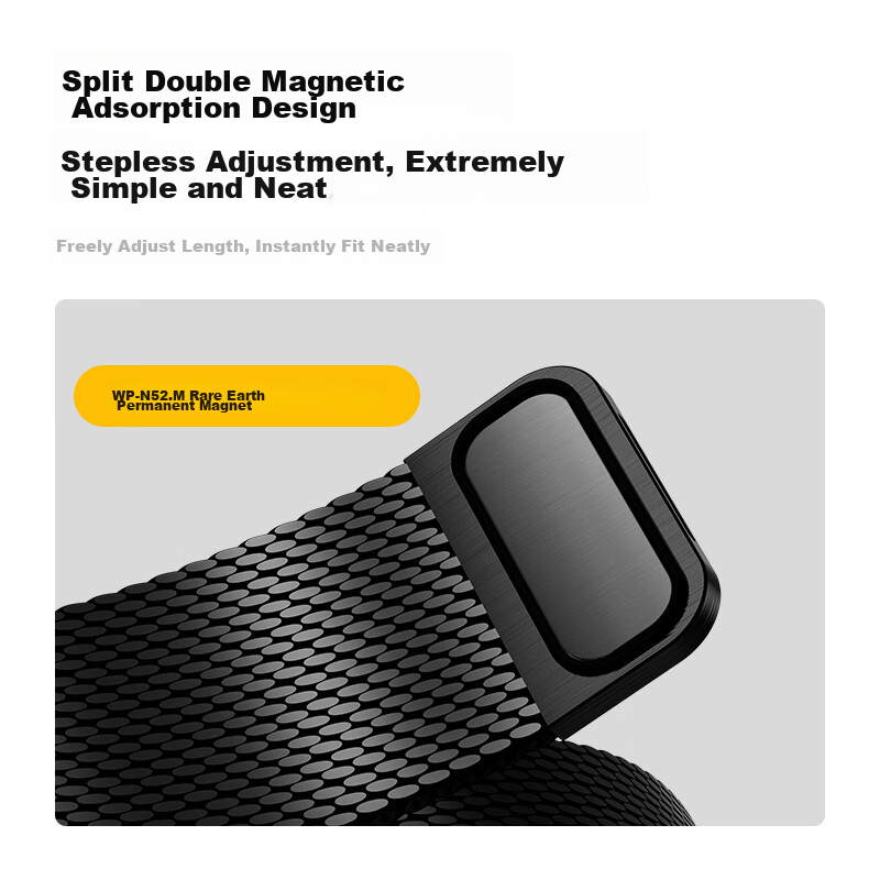 W&P Milanese Magnetic Strap for Huawei Fit3/4/4Pro - Phantom Black