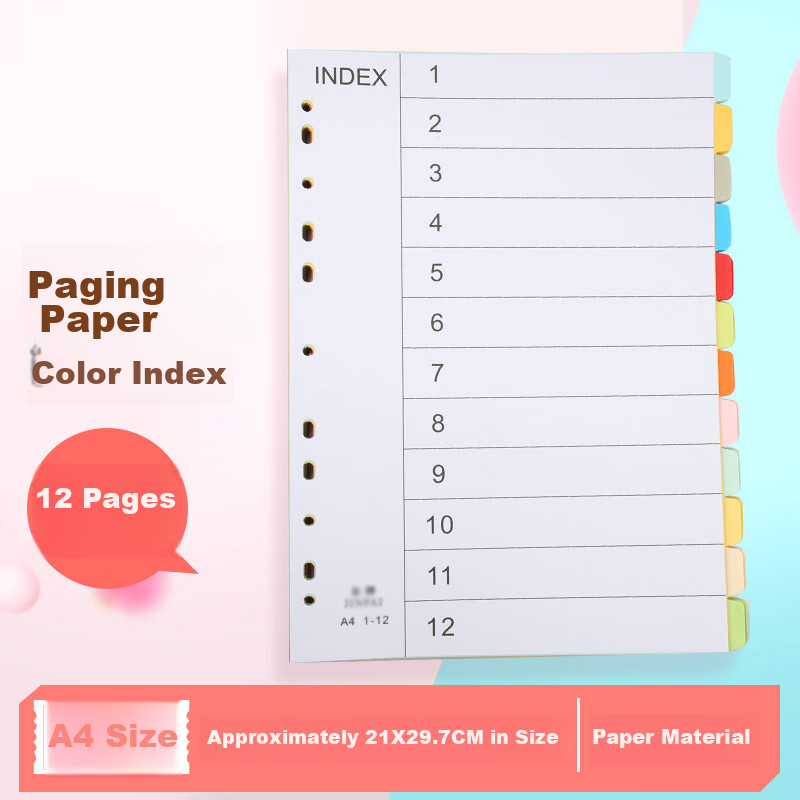 Touch Fish A4 Color Paper - 12 Color Index Sheets