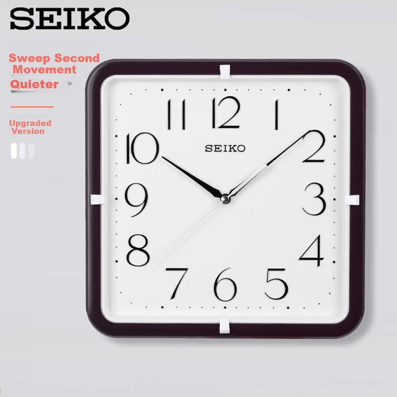 SEIKO Wall Clock - 11 Inches, Deep Brown Frame & White Face