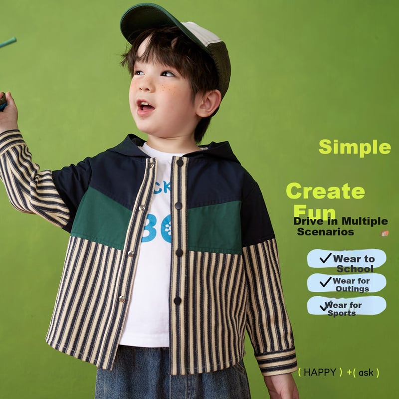 ASK JUNIOR Striped Patchwork Boys' Jacket