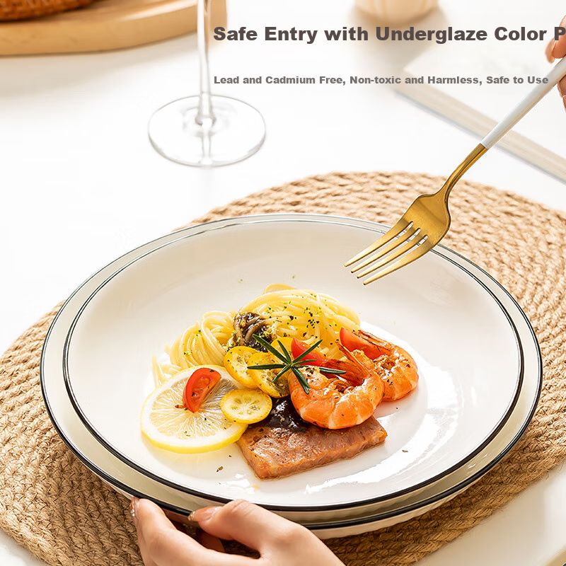 JIWUSENLIN Deep Ceramic Steak Plate