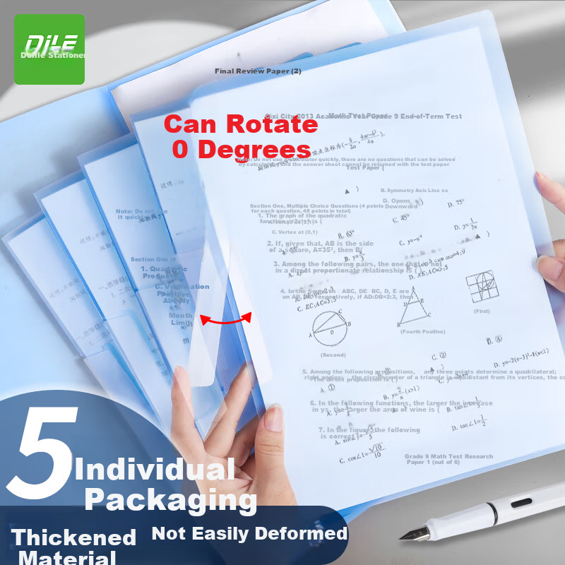DiLe Pastel Swivel Clip File Folder - 5-Pack